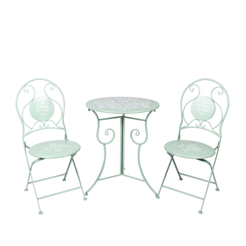 Conjunto de mesa y 2 sillas plegables de exterior verde Le Regole dell'Aperitivo Promoción