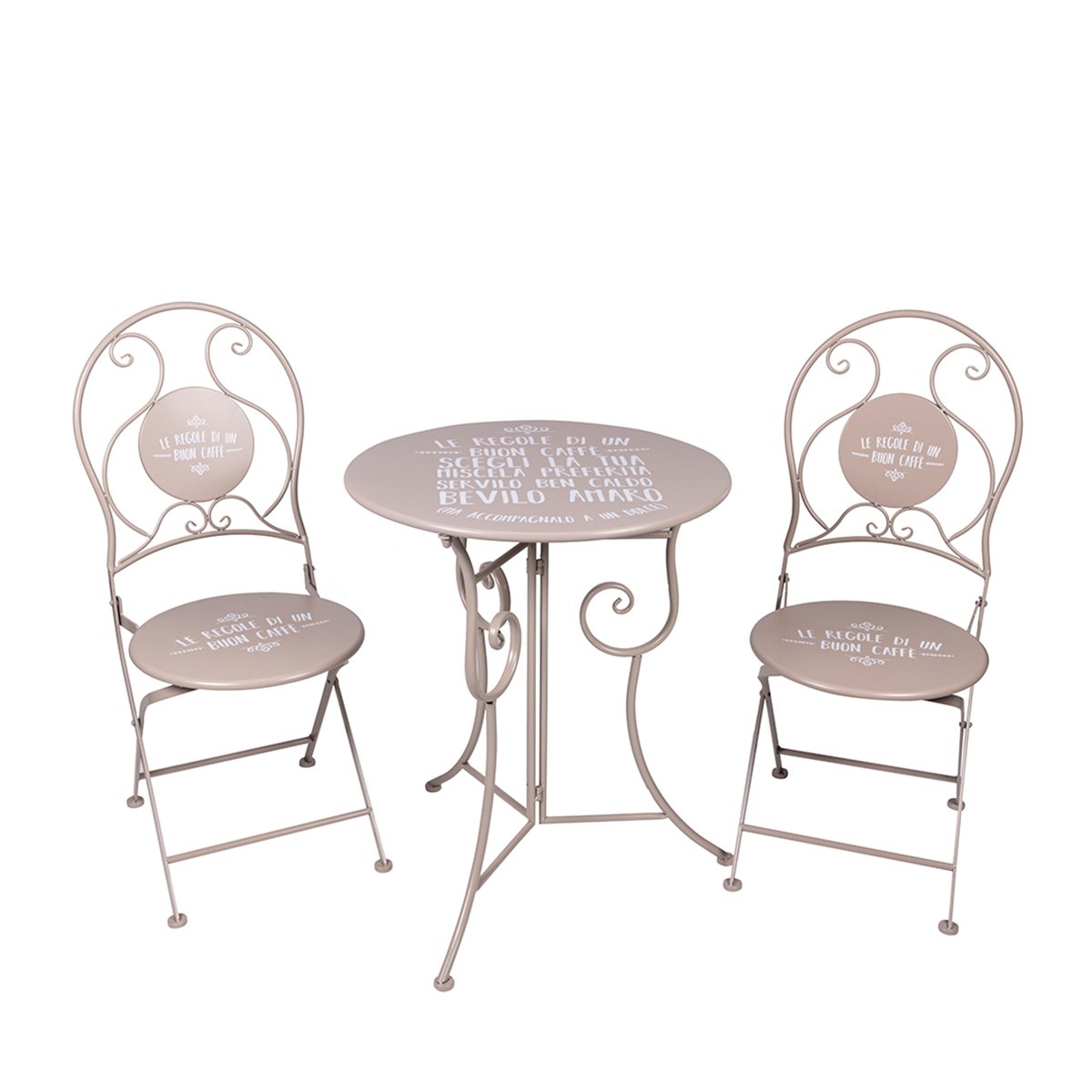 Juego de mesa para exterior con 2 sillas plegables Le Regole di un Buon Caffè Promoción Juego de mesa para exterior con 2 sillas plegables Le Regole di un Buon Caffè Promoción