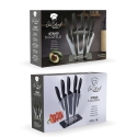 Juego de 5 cuchillos de acero inoxidable negro con soporte acrílico Nori Rebajas