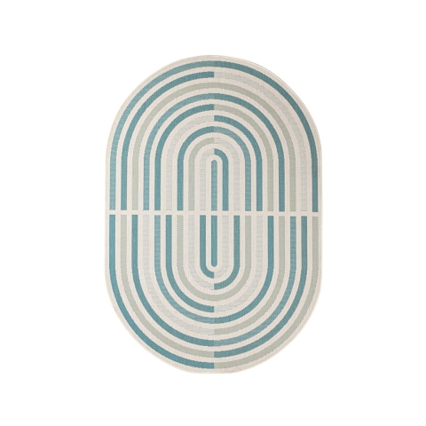 Alfombra ovalada para interior y exterior verde azul beige Bizzotto Nour Promoción