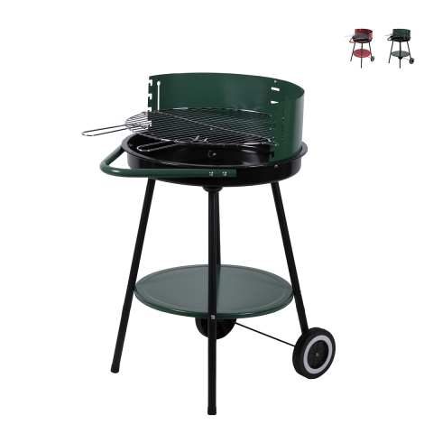 Barbacoa a carbón con ruedas y parrilla redonda Ø 48cm ajustable Kivra Promoción