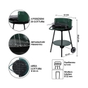Barbacoa a carbón con ruedas y parrilla redonda Ø 48cm ajustable Kivra Características