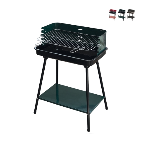 Parrilla de carbón con rejilla ajustable 58x38xh82cm Grilza Promoción