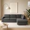 Sofá moderno de 3 plazas con chaise longue a la derecha, tejido chenilla Zafin Promoción