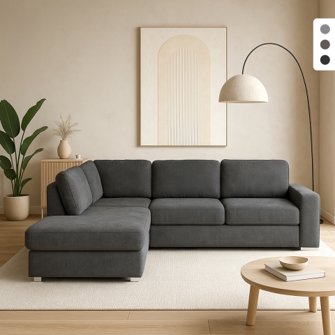 Sofá cama 3 plazas con chaise longue izquierda y almacenaje Veyro Promoción