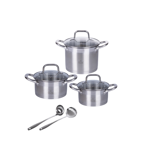 Batería de cocina con accesorios 8 piezas en acero inoxidable 18/0 Sovra Promoción