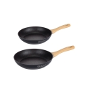 Set de 2 sartenes de aluminio antiadherente negro con mango de madera Fuji Promoción