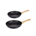Set de 2 sartenes de aluminio antiadherente negro con mango de madera Fuji Promoción