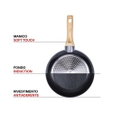Set de 2 sartenes de aluminio antiadherente negro con mango de madera Fuji Stock
