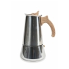 Cafetera moka 6 tazas de acero inoxidable con mango efecto madera Riko Descueto