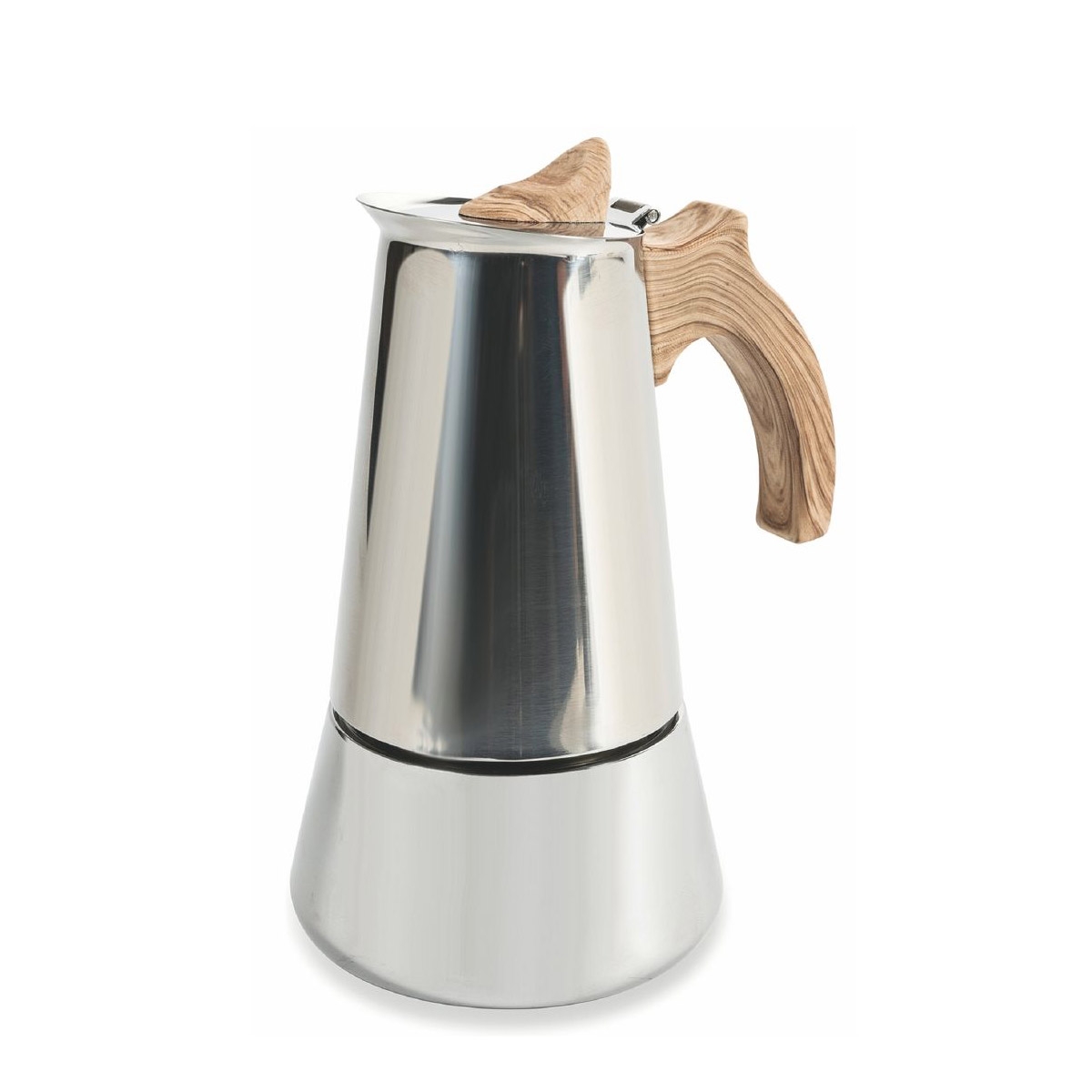 Cafetera 4 tazas de acero inoxidable con mango efecto madera Riko Promoción Cafetera 4 tazas de acero inoxidable con mango efecto madera Riko Promoción