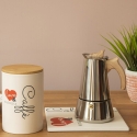 Cafetera 4 tazas de acero inoxidable con mango efecto madera Riko Venta