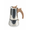 Cafetera 4 tazas de acero inoxidable con mango efecto madera Riko Rebajas