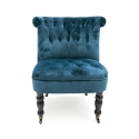 Sillón de salón estilo vintage efecto terciopelo con 2 ruedas Vesta 