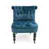 Sillón de salón estilo vintage efecto terciopelo con 2 ruedas Vesta 