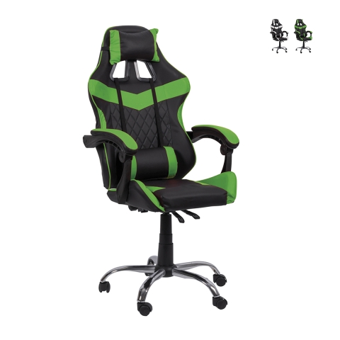 Silla de gaming giratoria ajustable reclinable con doble cojín Jovix Promoción