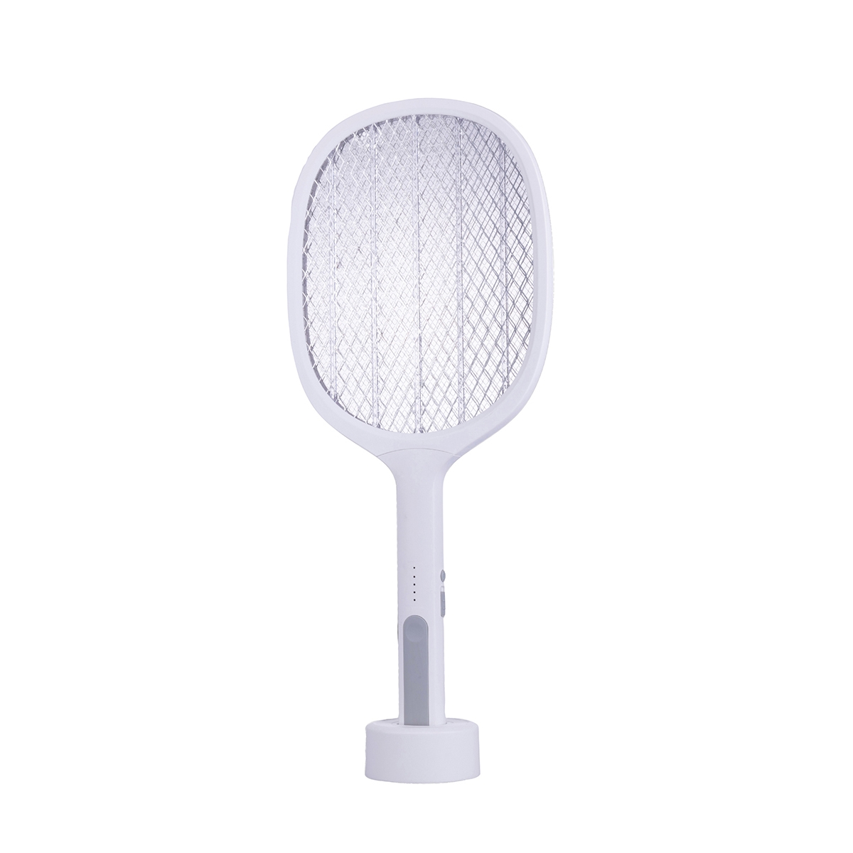 Raqueta eléctrica recargable para insectos con base de soporte y LED Duo Promoción Raqueta eléctrica recargable para insectos con base de soporte y LED Duo Promoción