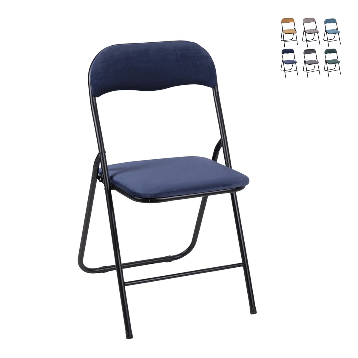 Juego de 6 sillas plegables con asiento acolchado efecto terciopelo Pexis