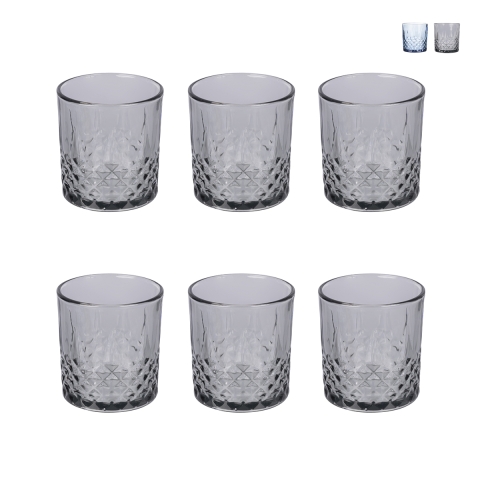 Set de 6 vasos de vidrio 340 ml con superficie decorada Edinburgh Promoción