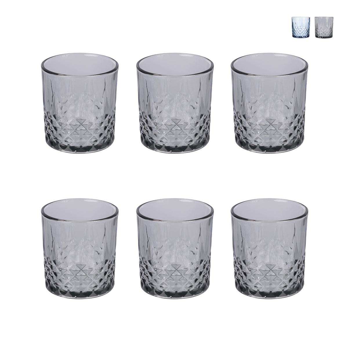 Set de 6 vasos de vidrio 340 ml con superficie decorada Edinburgh Promoción
