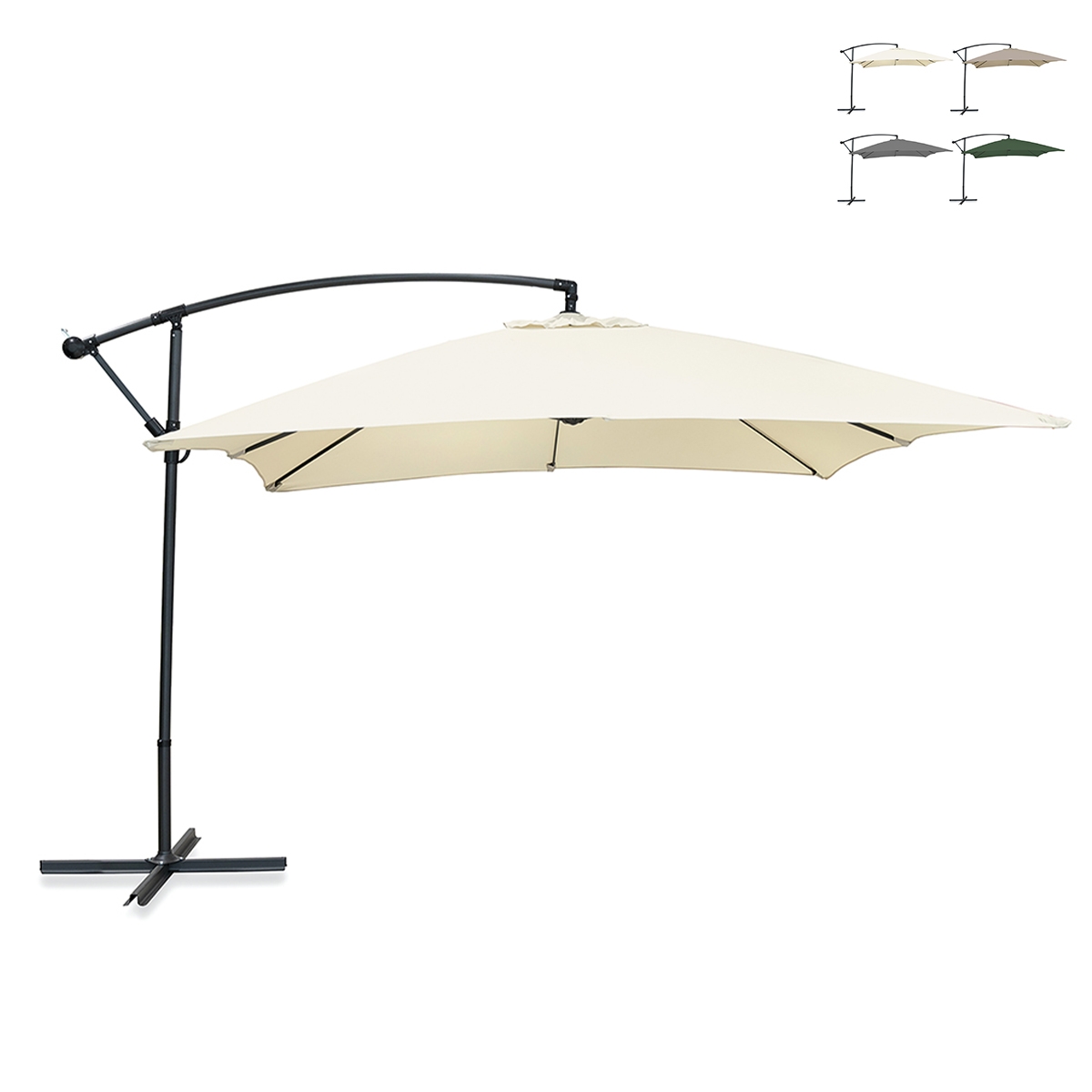 Sombrilla de jardín 3x2m con brazo lateral de acero Kios