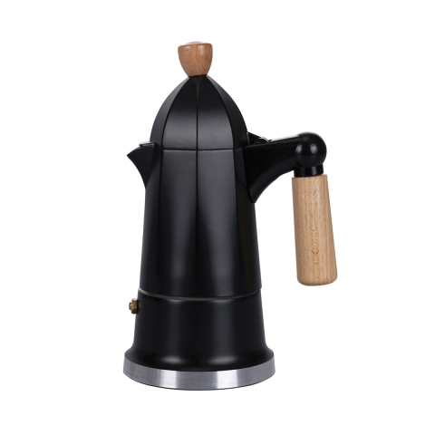 Cafetera moka negra de 4 tazas de aluminio con mango de madera Industry Promoción