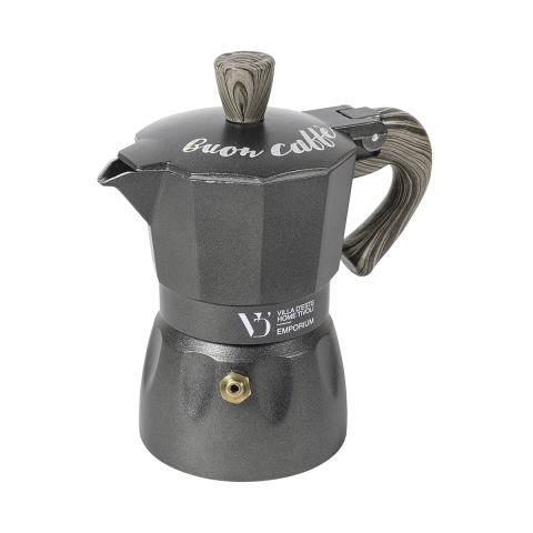 Cafetera moka 3 tazas de aluminio con mango efecto madera Buon Caffè Promoción