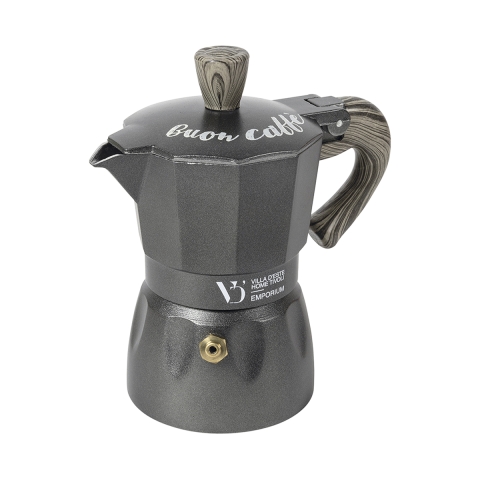 Cafetera moka clásica 1 taza con mango efecto madera Buon Caffè Promoción
