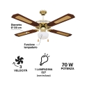 Ventilador de techo 4 aspas con luz y función reversible 70W Windy Oferta