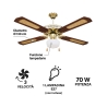 Ventilador de techo 4 aspas con luz y función reversible 70W Windy Oferta