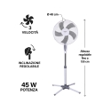 Ventilador de pie 3 velocidades 5 aspas altura ajustable ArticFresh Modelo