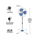 Ventilador de pie, base en cruz 3 velocidades 45 W 133cm ArticFresh Precio