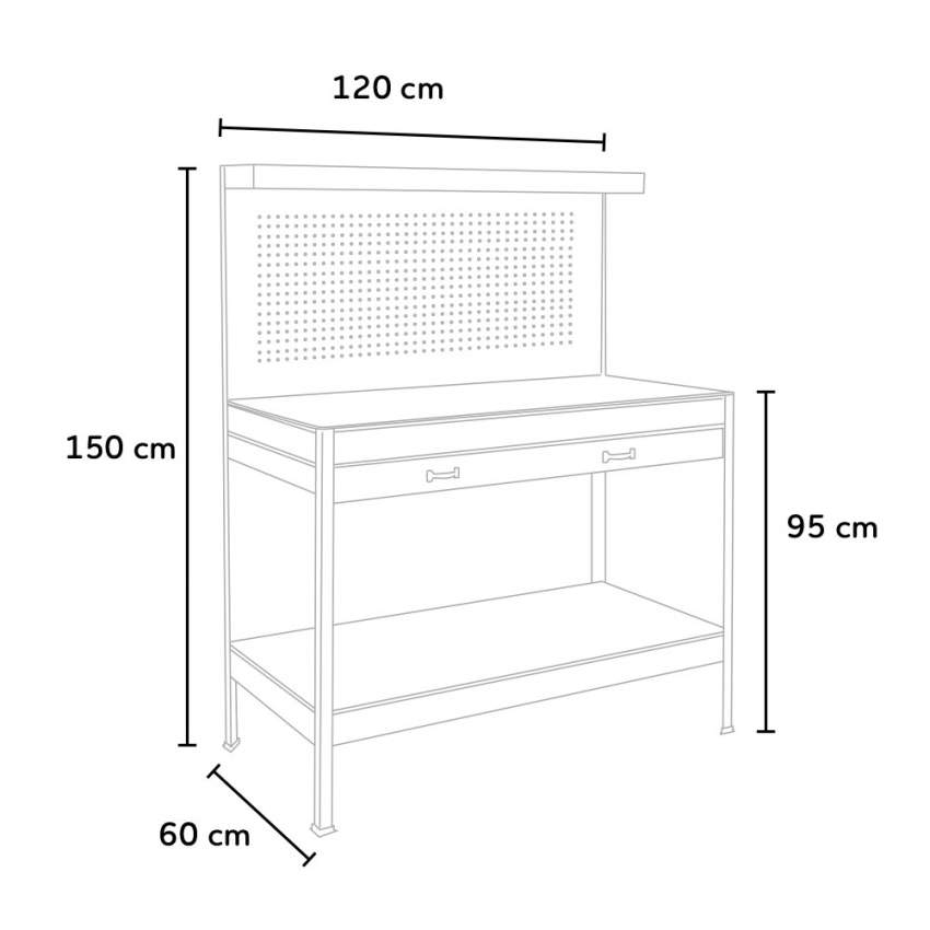 MCombo Banco de trabajo ajustable con mesa de madera maciza para garaje,  mesa de trabajo de acero con 2 tableros de clavijas para taller, estación  de