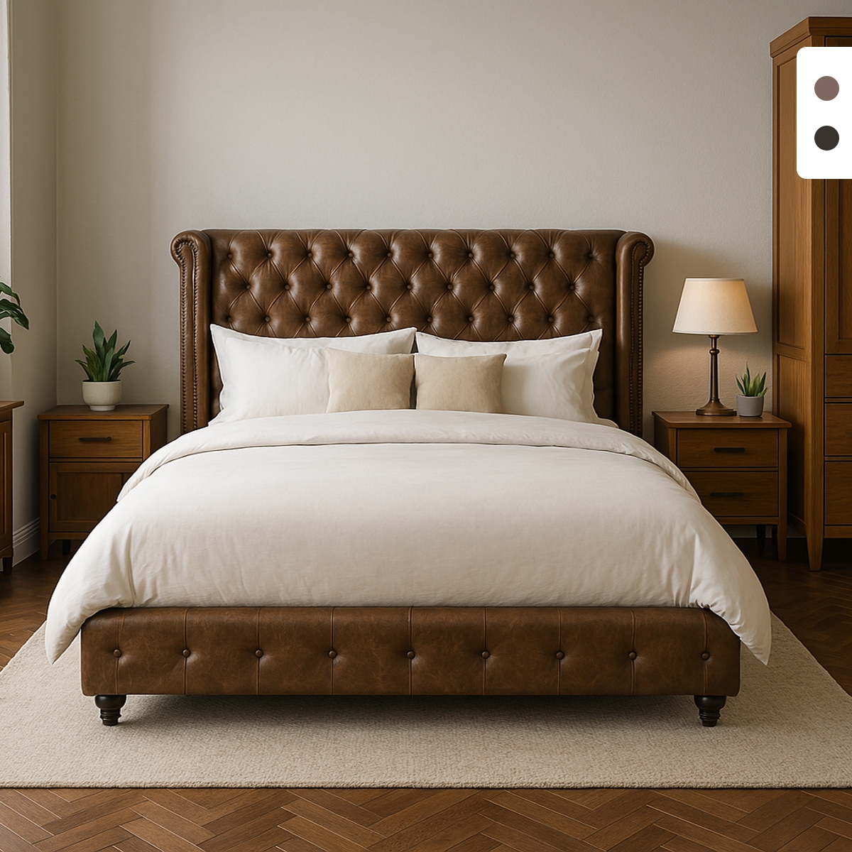 Cama matrimonial Chesterfield 160x190cm en similpiel Chur