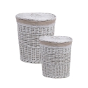 2 cestas para ropa con tapa de madera y tela Zeyra Promoción