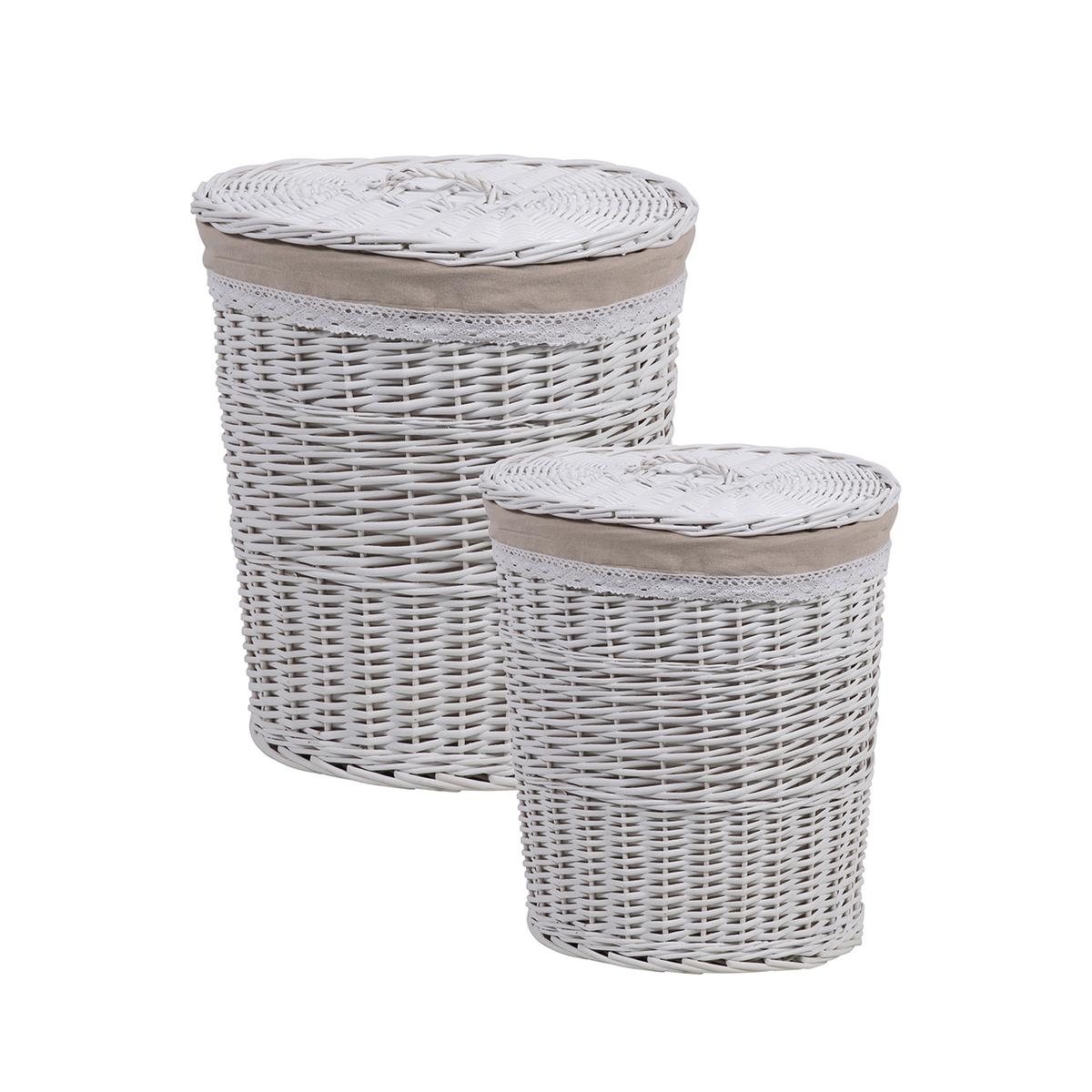 2 cestas para ropa con tapa de madera y tela Zeyra Promoción 2 cestas para ropa con tapa de madera y tela Zeyra Promoción