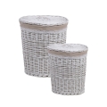 2 cestas para ropa con tapa de madera y tela Zeyra Promoción