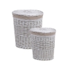 2 cestas para ropa con tapa de madera y tela Zeyra Promoción