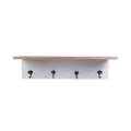 Estante de pared de madera de pino con 4 ganchos de hierro 60x16x16 Romia Promoción