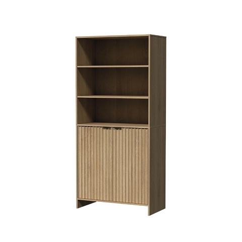 Estantería de madera para pared con 3 estantes y 2 puertas 80x34x172cm Aneka Promoción