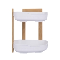 Estante de esquina para ducha en madera con 2 estantes de plástico 23x23x27cm Aliva Venta