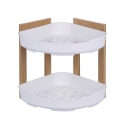 Estante de esquina para ducha en madera con 2 estantes de plástico 23x23x27cm Aliva Promoción