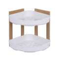 Estante de esquina para ducha en madera con 2 estantes de plástico 23x23x27cm Aliva Promoción