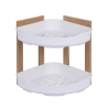 Estante de esquina para ducha en madera con 2 estantes de plástico 23x23x27cm Aliva Promoción