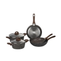 Batería de cocina antiadherente de 7 piezas con mango efecto madera Dakota Promoción