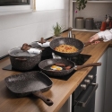 Batería de cocina antiadherente de 7 piezas con mango efecto madera Dakota Venta