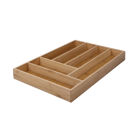 Organizador de cubiertos para cajón de 6 compartimentos de madera 43,2x30,5x5cm Viora Promoción
