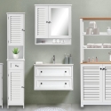 Mueble de baño con espejo en madera MDF lacada 60x15xh68 cm Bakira Descueto