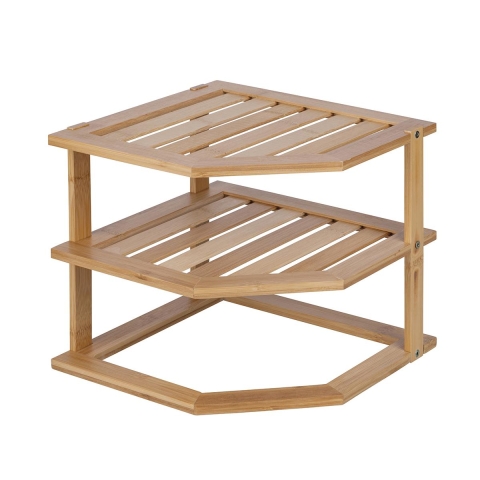 Estantería de esquina para cocina de 3 niveles de madera 25x25x23 cm Tolvak Promoción