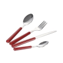 Juego de 24 cubiertos de acero inoxidable con mango rojo Movida Oferta